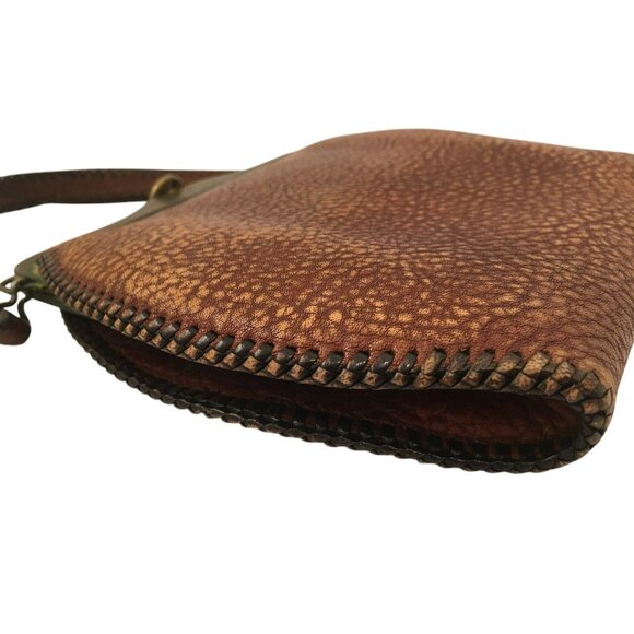 Vintage Handcrafted Leather Purse With Ornate Brass Clasp - Picture 4 of 11